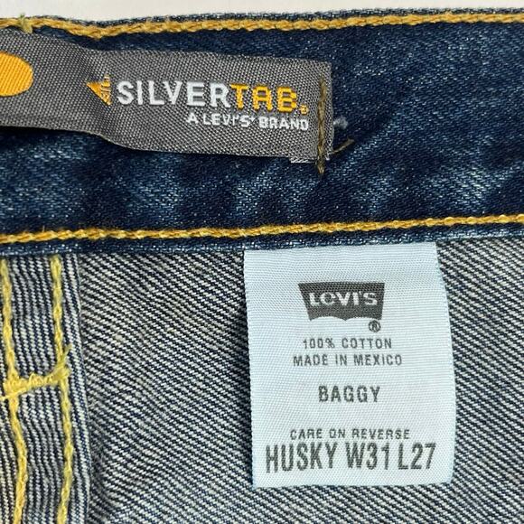 Levi’s Vintage Silvertab Baggy Jeans Husky tag Sz 31x27 actual 31x26 Blue Y2K 02 - Picture 3 of 16